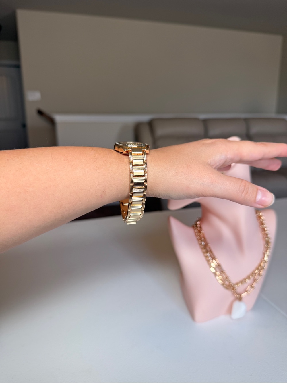 Gold Tone Women's Bracelet Watch with Crystal Accent - Picture 4 of 11